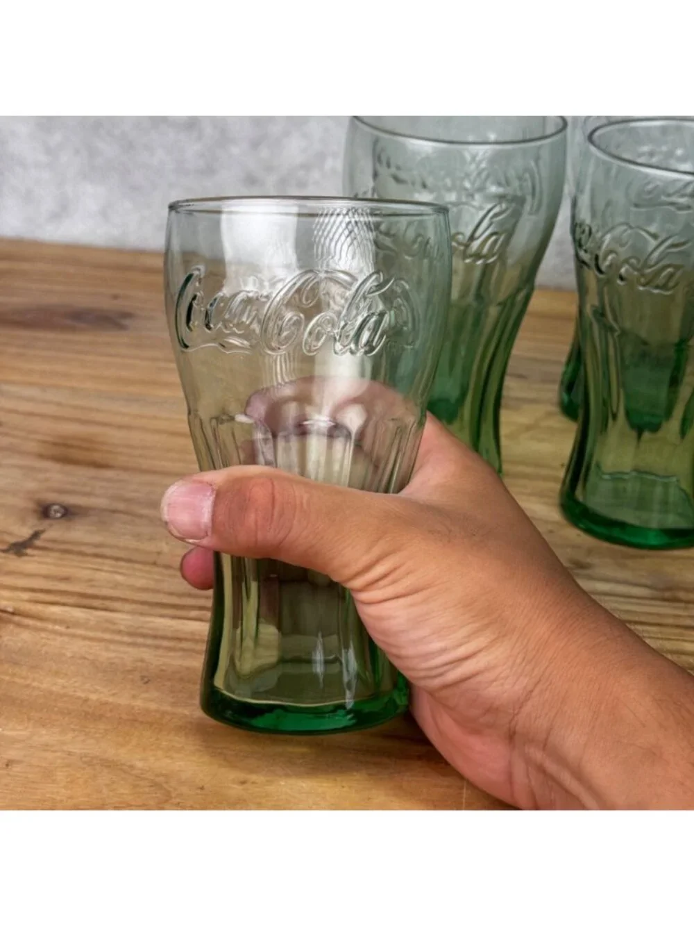 Set of 10 Vintage Coca-Cola Green Libbey Flared Glass Cup 6